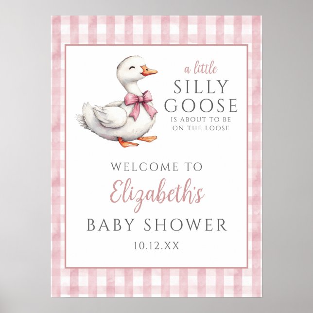 Affiche Pancarte de bienvenue pour une Baby Shower Oie Ros (Devant)