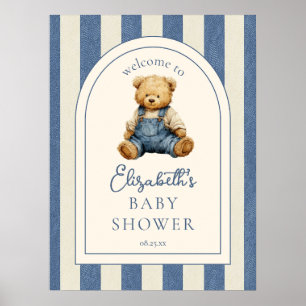 Affiche Pancarte de bienvenue pour une baby shower Ourson 