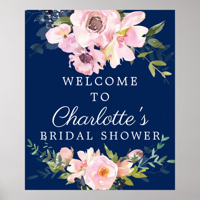 Affiche Pancarte de bienvenue pour une Baby Shower Roses e (Devant)