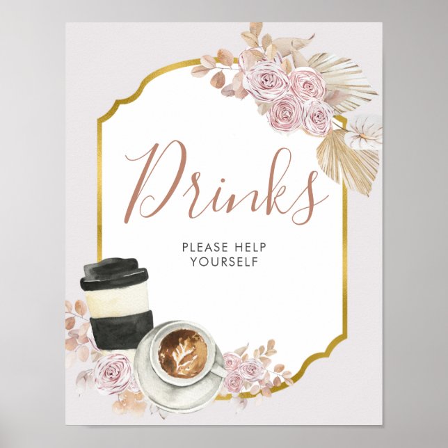 Affiche Pancarte de Boho Love is Brewing pour les boissons (Devant)