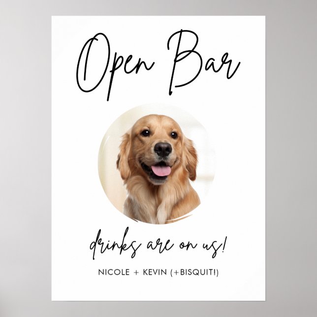 Affiche Pancarte de boissons de mariage pour chien de comp (Devant)