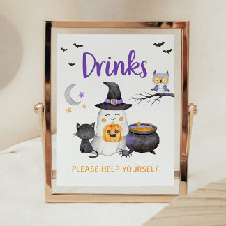 Affiche Pancarte de boissons fantôme neutre pour Halloween