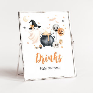 Affiche Pancarte de boissons Little Boo fantôme orange