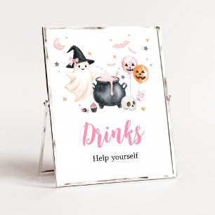 Affiche Pancarte de boissons Little Boo fantôme rose