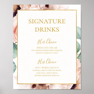 Affiche Pancarte de boissons signatures du jardin floral r