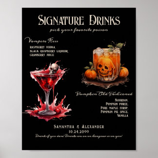 Affiche Pancarte de boissons signatures gothiques pour mar