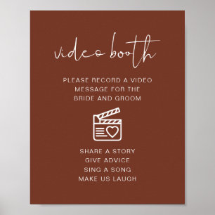 Affiche Pancarte de Booth Vidéo de Mariage en Terracotta C