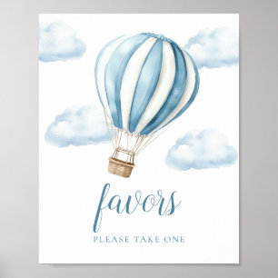 Affiche Pancarte de cadeaux de baby shower Montgolfière Bl