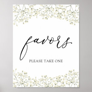 Affiche Pancarte de cadeaux de baptême Fleur de bébé simpl