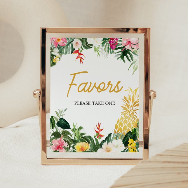 Affiche Pancarte de cadeaux de douche bébé Aloha Ananas (Aloha Baby Shower Sign)