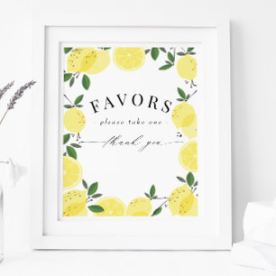 Affiche Pancarte de cadeaux de douche Citron Jaune
