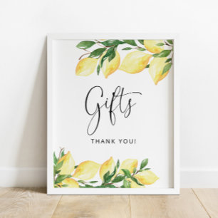 Affiche Pancarte de cadeaux de douche de mariage de citron