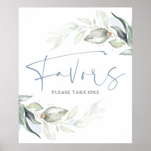 Affiche Pancarte de cadeaux de Dusty Blue Greenery et feui