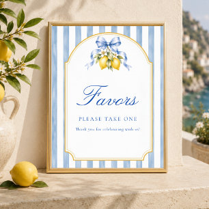 Affiche Pancarte de cadeaux de fête au citron Amalfi bleu