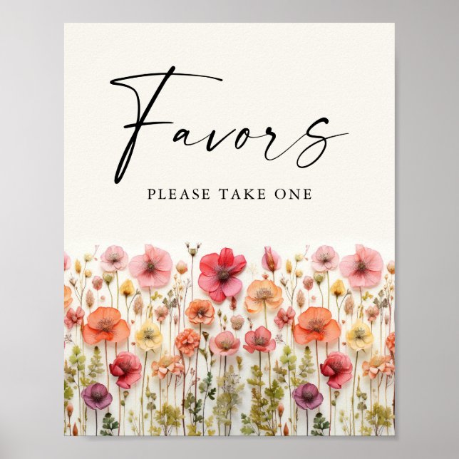 Affiche Pancarte de cadeaux de fête prénuptiale Fleurs en  (Devant)