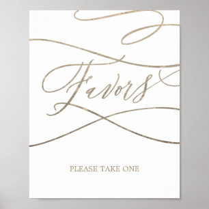 Affiche Pancarte de cadeaux de mariage en calligraphie dor