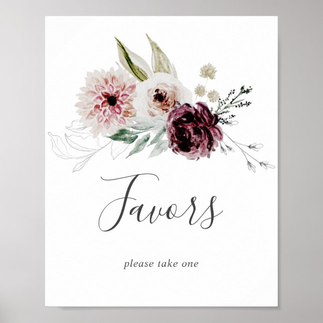Affiche Pancarte de cadeaux de mariage Floral Romance (Devant)
