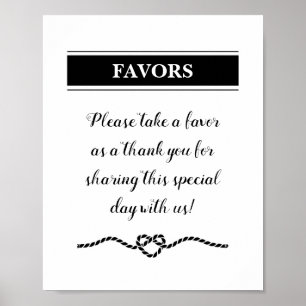 Affiche Pancarte de cadeaux de mariage nautique à coeur de