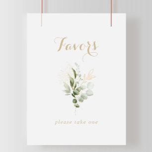 Affiche Pancarte de cadeaux de sage verdure eucalyptus or