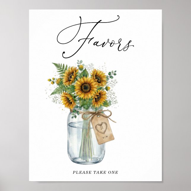 Affiche Pancarte de cadeaux en pot Mason avec tournesol ru (Devant)