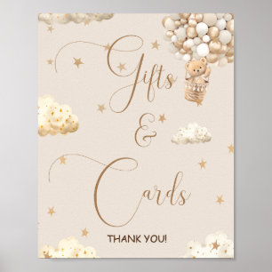 Affiche Pancarte de cadeaux et cartes Ourson Neutre pour B