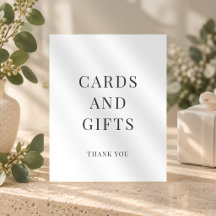 Pancarte de cadeaux minimalistes pour la douche de