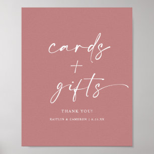 Affiche Pancarte de cartes de mariage et cadeaux Rose Pous