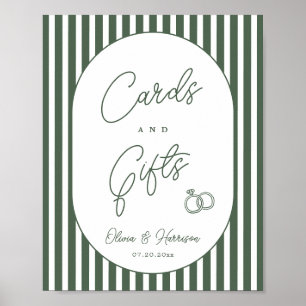 Affiche Pancarte de cartes de mariage et de cadeaux rayée
