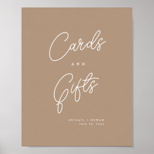 Affiche Pancarte de cartes et cadeaux bohème minimaliste é
