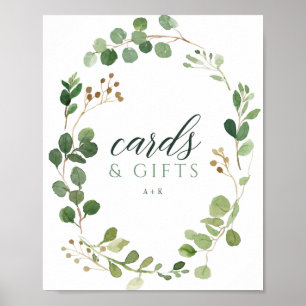 Affiche Pancarte de cartes et cadeaux de mariage à la verd