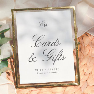 Affiche Pancarte de cartes et cadeaux de mariage minimalis
