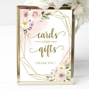 Affiche Pancarte de cartes et cadeaux géométriques floraux