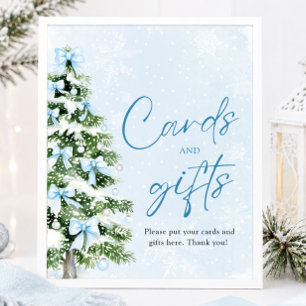 Affiche Pancarte de cartes et cadeaux pour arbre de Noël a