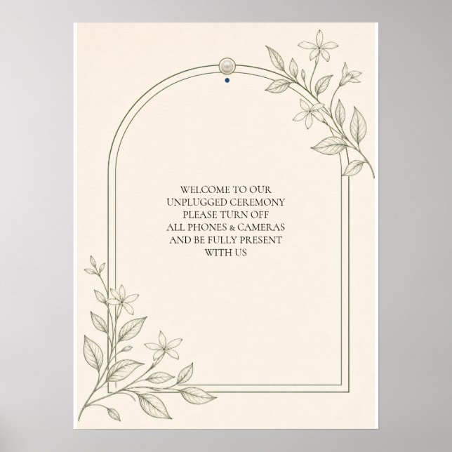 Affiche Pancarte de cérémonie de mariage débranchée botani (Devant)