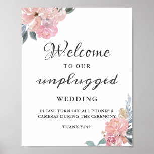 Affiche Pancarte de cérémonie de mariage débranchée Fleurs