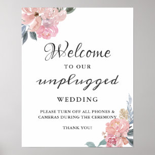 Affiche Pancarte de cérémonie de mariage débranchée Fleurs