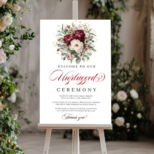 Affiche Pancarte de cérémonie débranchée Burgundy Blush Lu