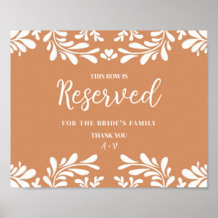 Affiche Pancarte de chaise réservée pour mariage mexicain