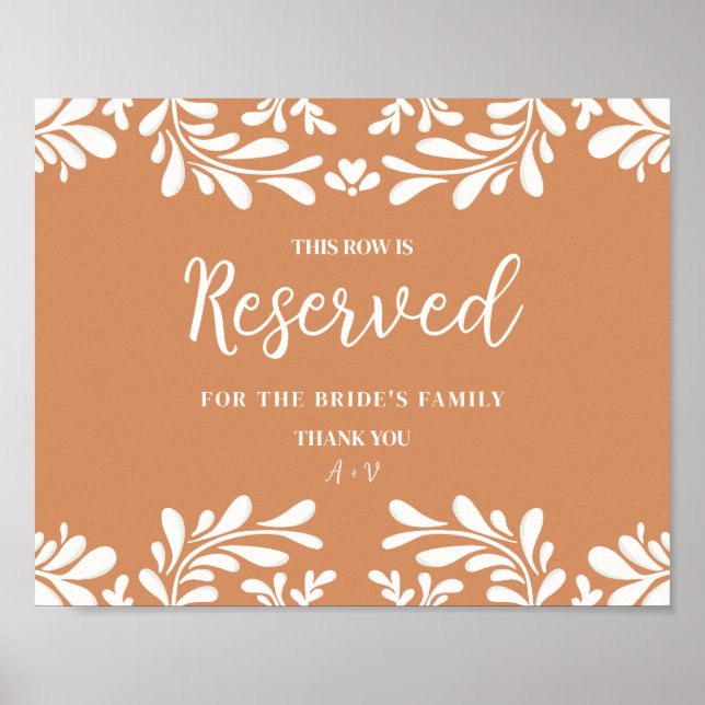 Affiche Pancarte de chaise réservée pour mariage mexicain  (Devant)