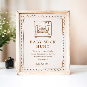 Affiche Pancarte de chasse aux chaussettes de bébé "Bun in