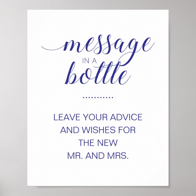 Affiche Pancarte de conseils de mariage Navy Blue Message  (Devant)
