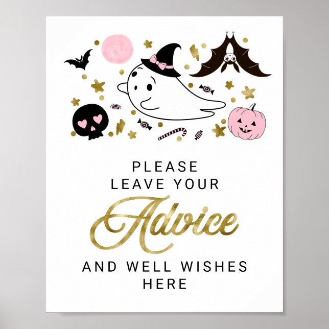 Affiche Pancarte de conseils pour Baby Shower Fille Fantôm (Devant)