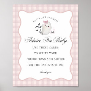 Affiche Pancarte de conseils pour bébé fantôme pastel rose