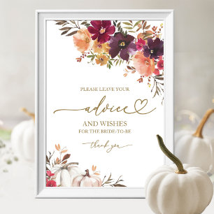 Affiche Pancarte de conseils pour la mariée de la fête aut