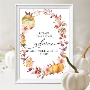Affiche Pancarte de conseils pour un mariage automnal avec