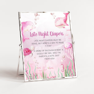 Affiche Pancarte de couche pour la nuit sous la mer rose