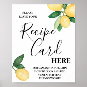 Affiche Pancarte de douche Citrons Leave Recipe Card Here