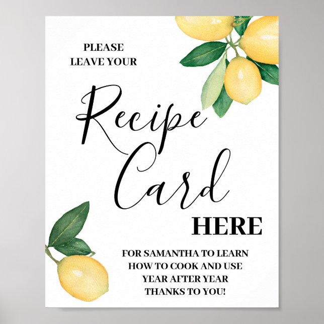 Affiche Pancarte de douche Citrons Leave Recipe Card Here (Devant)