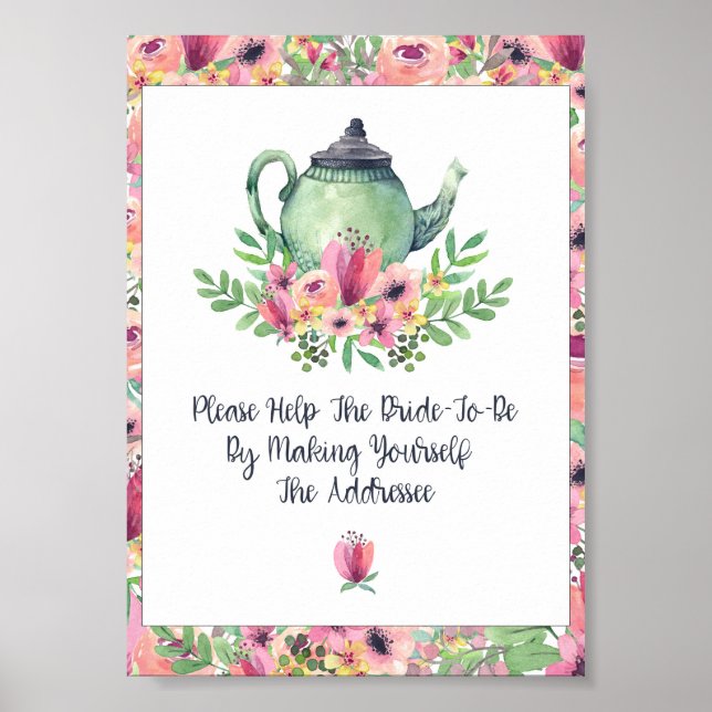Affiche Pancarte de douche de mariée à votre nom (Devant)