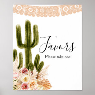 Affiche Pancarte de Faveur Fleurs Roses Cactus Bohème Herb